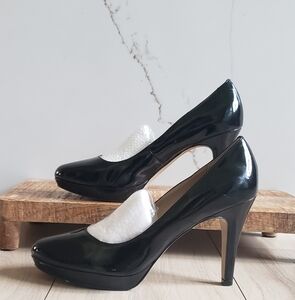 Ellen Tracy Heels Womens 8M Black Patent Leather Pumps Classic Chic
